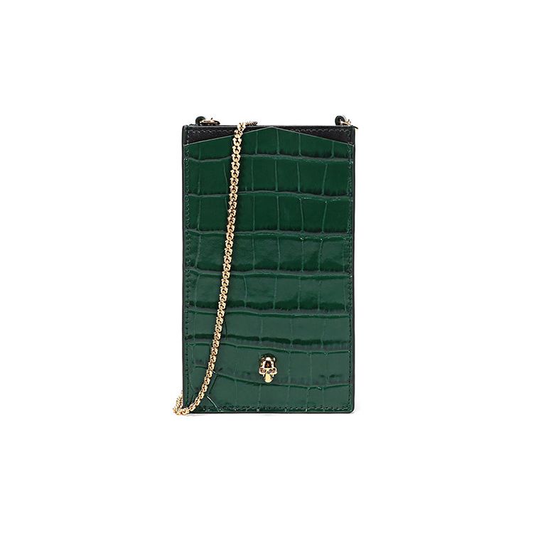 

Alexander Mcqueen Open-Top Leather Phone Crossbody Bag Women Bags Dark-Green 6320351JMHG3150 Basic Set (Bag+Dust Bag)
