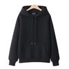 Felpa con cappuccio, pullover casual, ampia e imbottita in cotone tinta unita, da donna, autunno e inverno