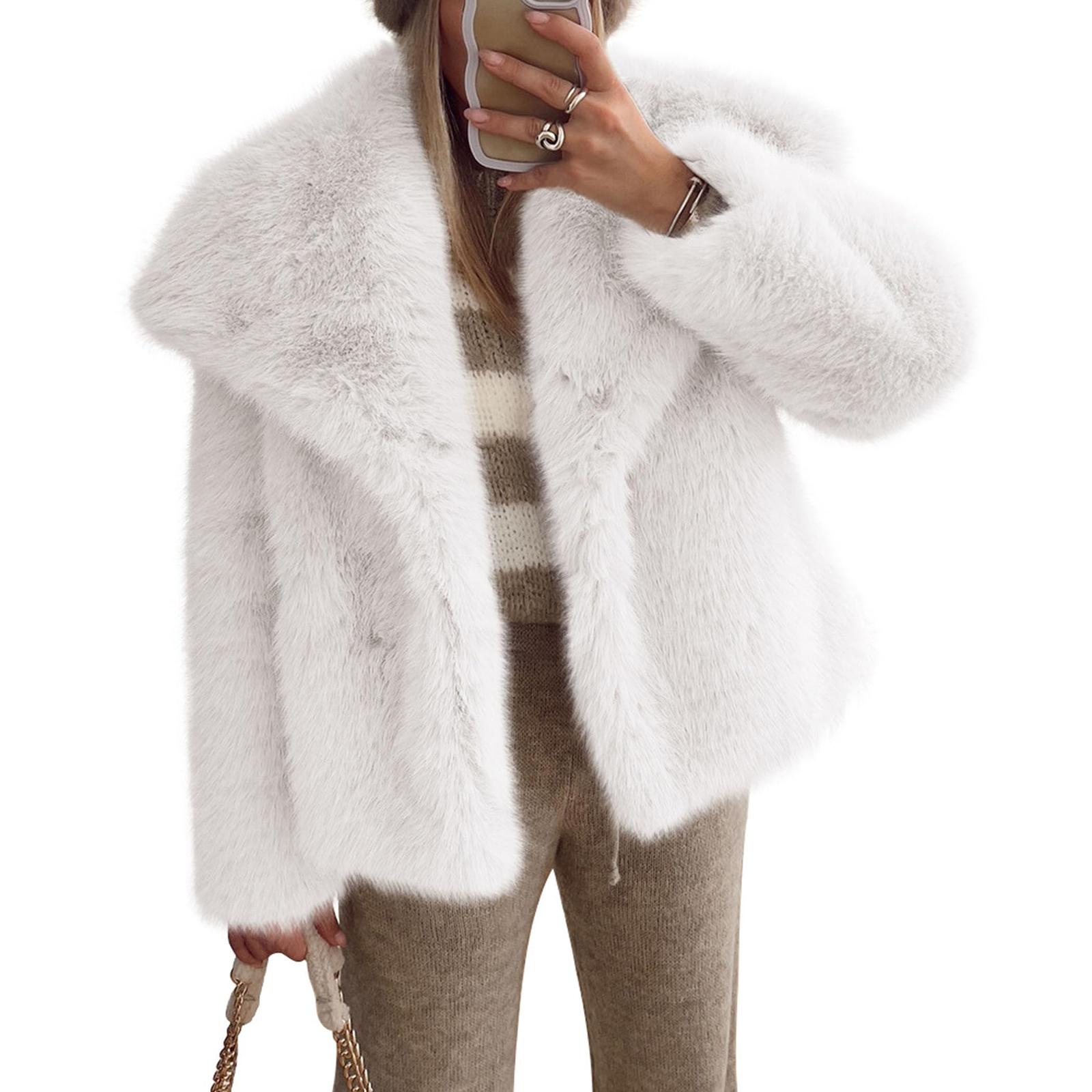 

Женская модная толстовка с длинными рукавами из экологичного флиса, однотонная, теплая, премиальная, укороченная куртка XL белый