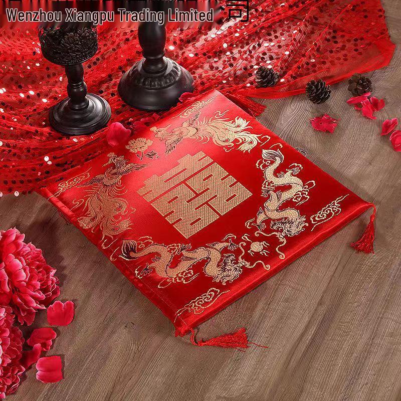 Double Happiness Wedding Kneeling Pad Set – Red Sitting Cushion for Tea Ceremony and Worship Rituals
