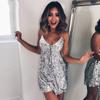 summer women's new wish dress sleeveless sexy short skirt sequined collar suspender short skirt