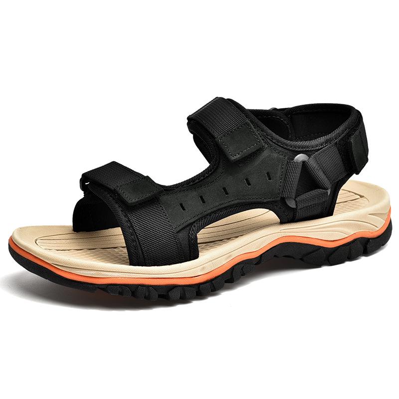 2025 Men s Casual Non-slip Outdoor Sandals - Breathable, Large Size, Open-toe Beach Shoes EU 38 чёрный