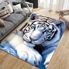 White Tiger Design Round Area Rug, Non Slip Floor Mat for Living Room Bedroom Hotel and Home Office, Machine Washable Decor