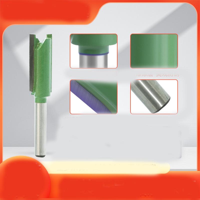 7-Piece Green Power Carbide Straight Router Bit Set - Dual-Function Slotting & Invisible Joint Cutters for Precision Woodworking