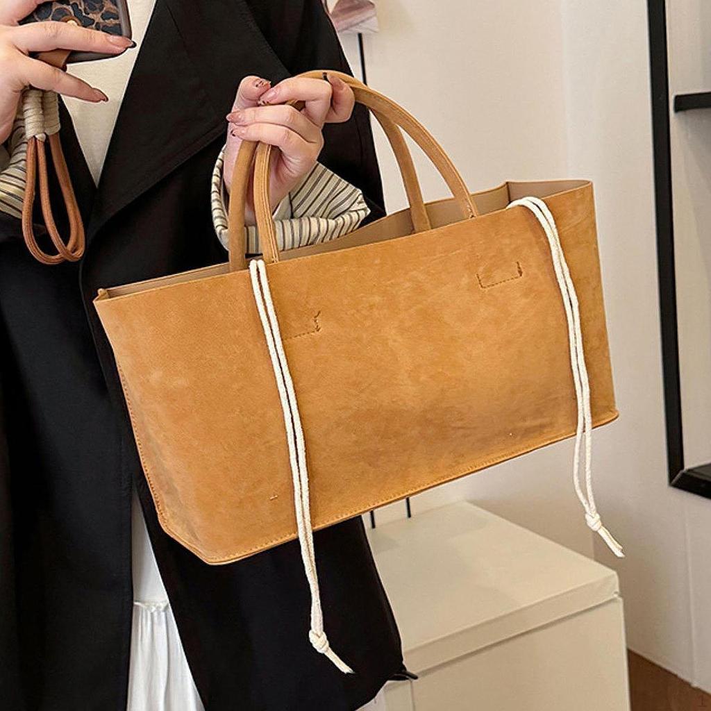 Suede Tote Bag for Women Hobo Fashion Shopping Purse Lightweight Faux