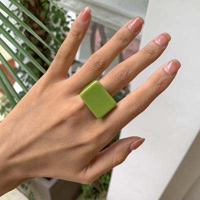Simplicity Geometric Square Ring Fashion Ring New Colored Acrylic Ring