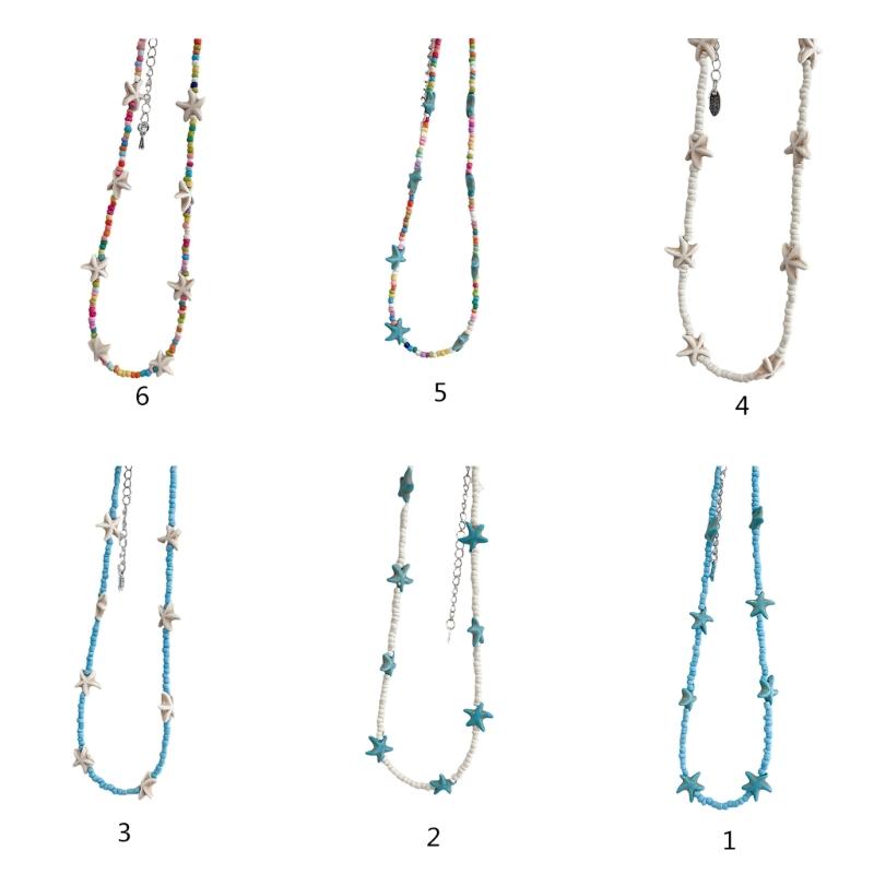 Starfish Charm Choker Chain Beaded Necklace for Women Stylish Neck Jewelry Gift