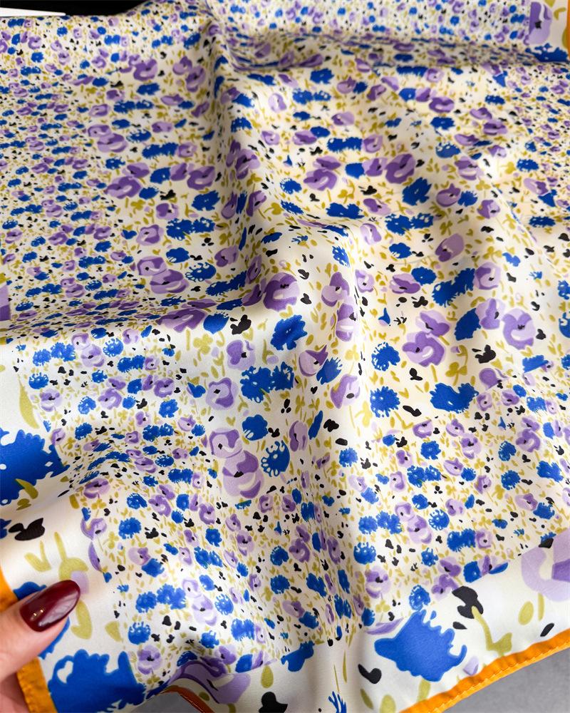 Women S Floral Printed Silk Like Square Scarf For Summer