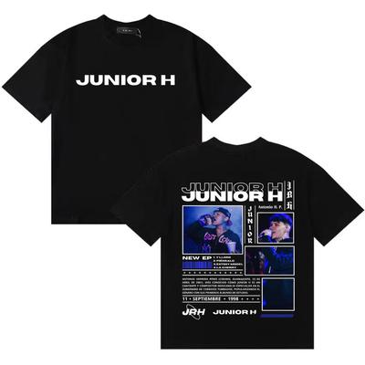 Streetwear Rapper Junior H New Album Tour T Shirt Unisex Women Short Sleeve Gothic Double Sided Print Hip Hop Casual Y2K Tee Unisex
