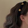 Punk Black Color Velvet Plush Hairbands Gold Color Alloy Love Heart Wide Brimmed Headband for Women Lady Hair Accessories