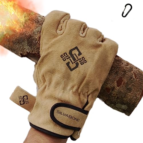 

SILVABOND [Goat Leather x 3-Layer Construction x Passes Japan Heat Resistance Test Level 2] Heat-Resistant Camping Gloves, Soft Genuine Leather, Certi