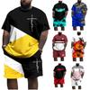 European and American Fashion T-shirt Shorts Set 3D Digital Printing Street Loose Casual Hip-hop Set