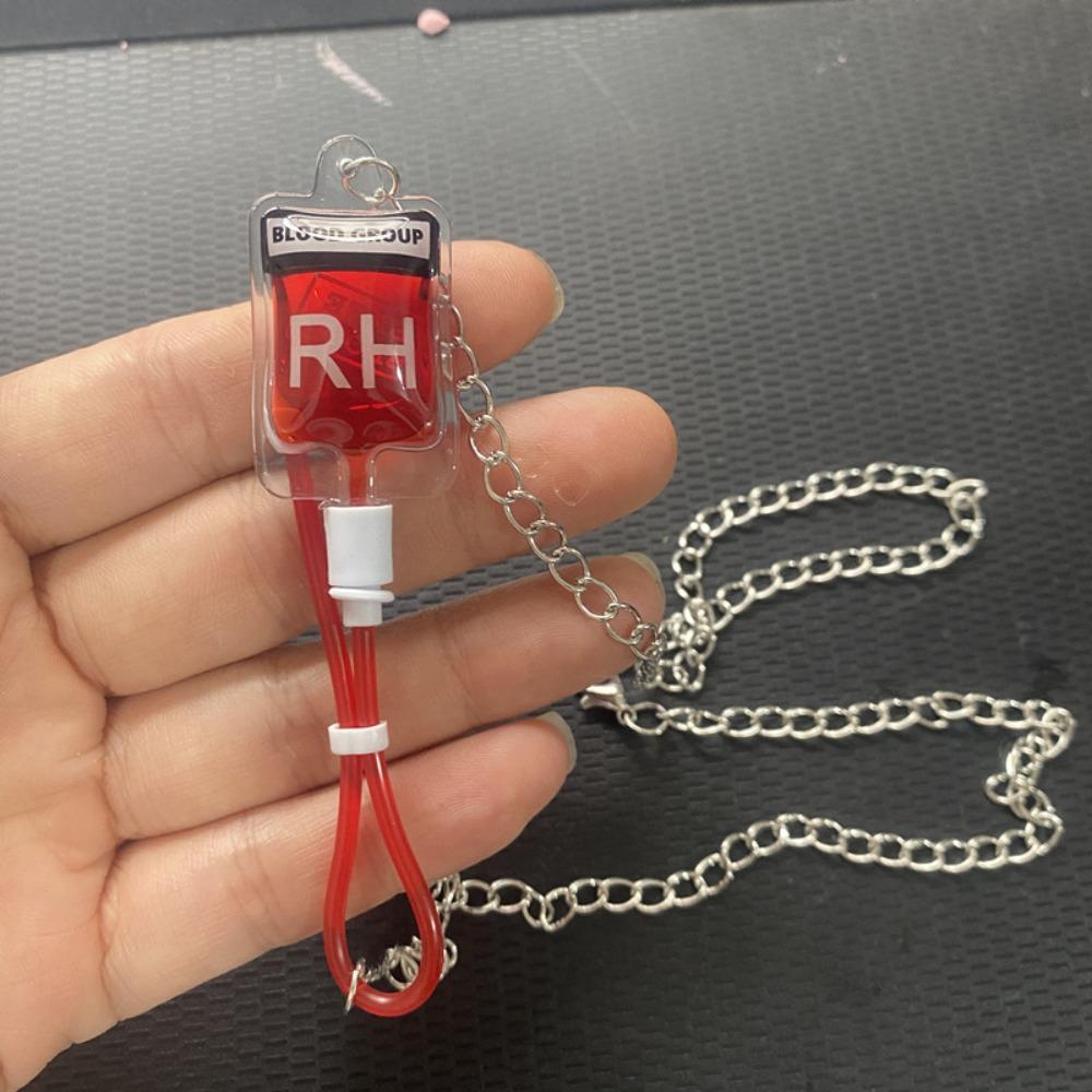 Bag Charm Blood Bag Necklace Type a B O AB Plasma Halloween Jewelry Blood Bag Earrings  Cosplay