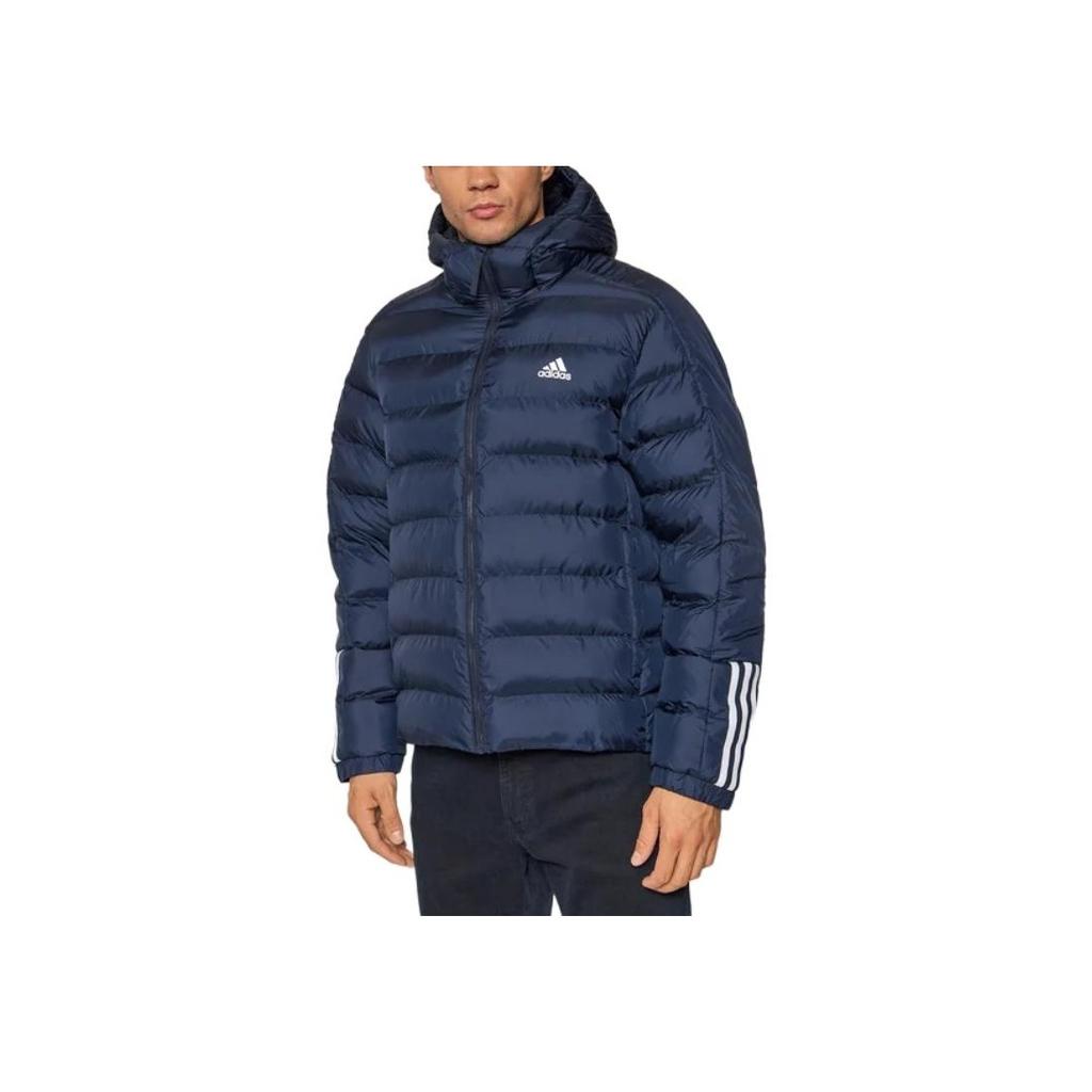 Adidas Three Stripe Letter Logo Printed Hooded Long Sleeve Jacket Men Jacket Navy-Blue GT1686