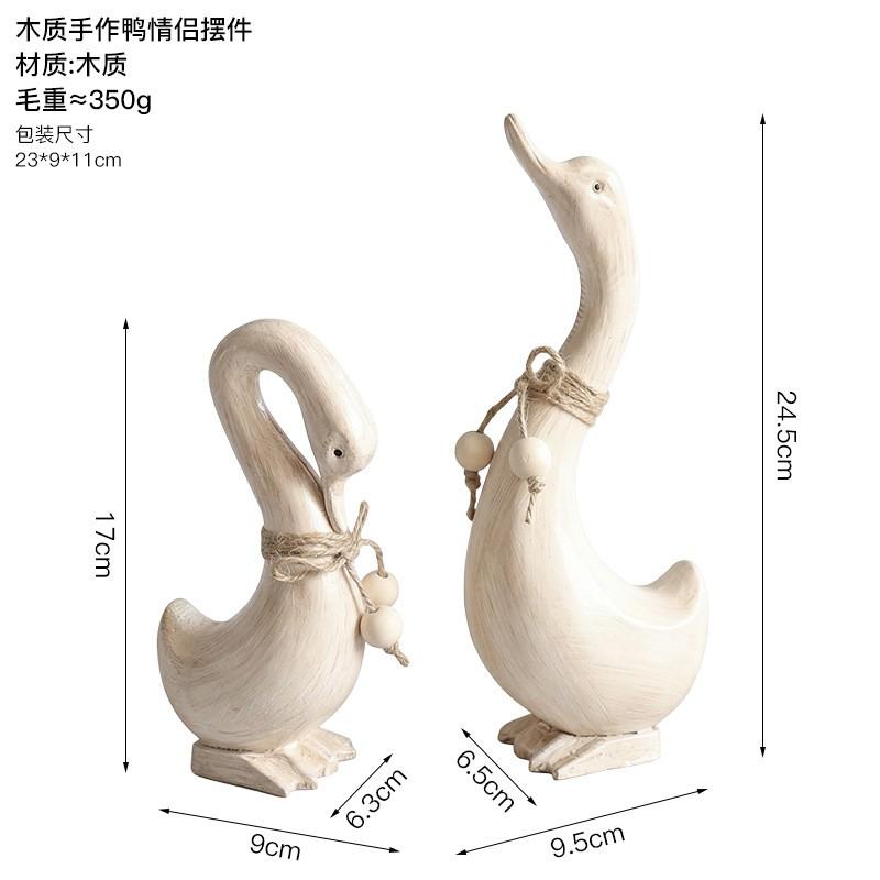 Rustic Wooden Duck Couple Figurine Decorative Home Ornament Desktop Accessory Kids Room Gift