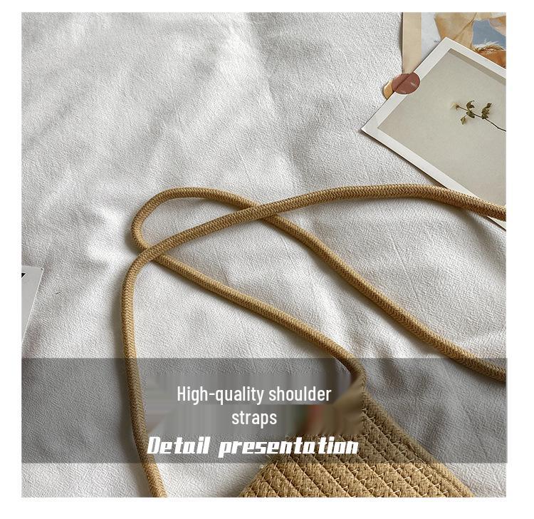 Damen Strandurlaub Umhängetasche: Gewebtes Baumwollseil Blumendesign für Handy & Münzen