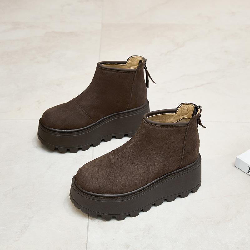 

Осень и зима кожаные туфли на платформе бини бархатные туфли бокен большая голова повседневные одинарные туфли туфли-маффины лоферы ретро 40 коричневый