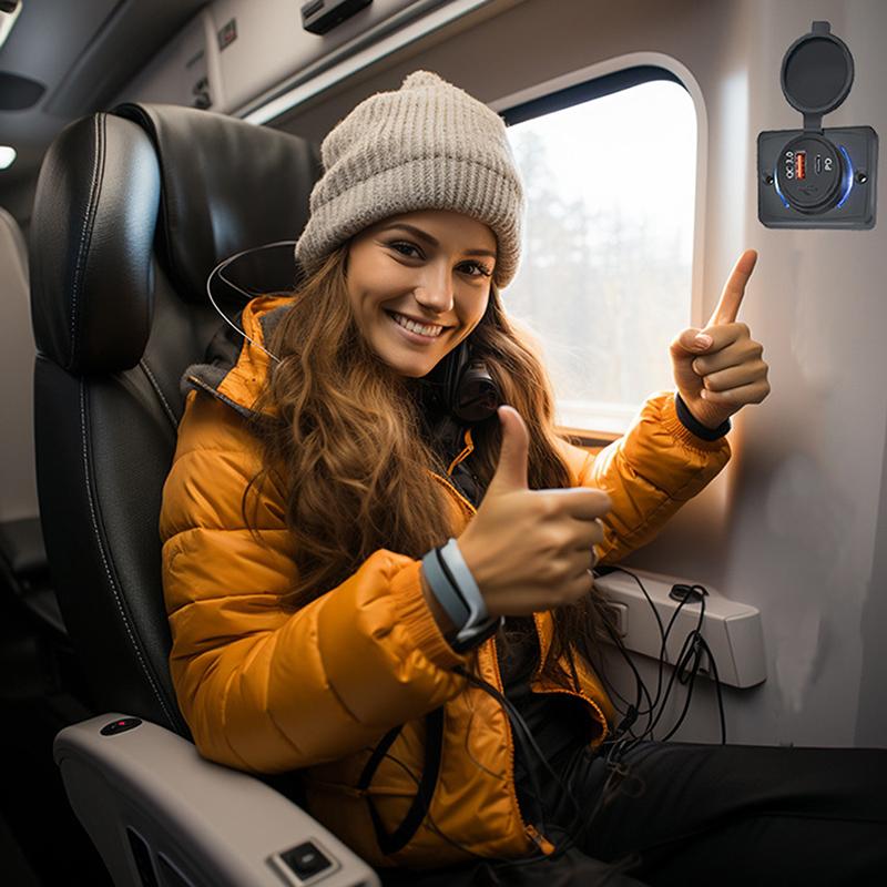 B21Pd Qc+Pd/ B21 A+C 3.1A Car Charger Dual Usb Adapter Round Shape Waterproof Soacket Power Adapter Switch For Car Truck Boat