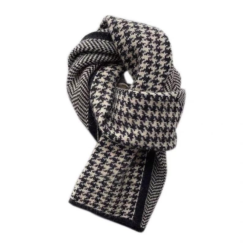 New Korean version classic thousand bird grid double-sided scarf women's autumn winter warm fashion knitted scarf versatile windshield