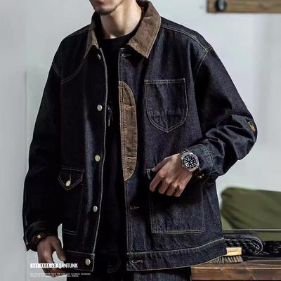 Men‘s Fashion  Patchwork Denim Jackets Hip Hop Streetwear Oversize Coats for Male