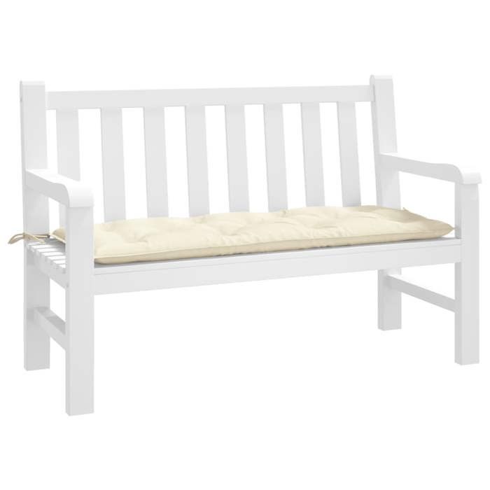 VidaXL Garden Bench Cushion, Bench Cover with String Ties, Waterproof Outdoor Cushion, Cream 120x50x7 Cm 361585