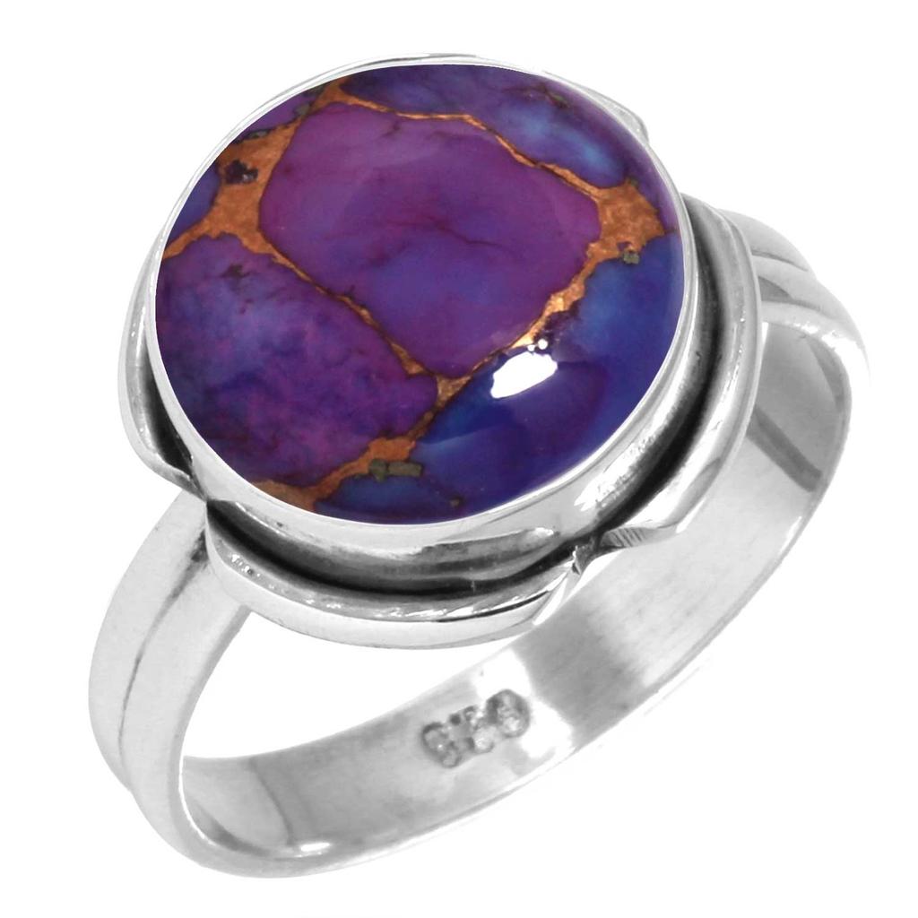 925 Sterling Silver Ring Women Gemstone Handmade Jewelry Mothers' Day Gift Blue Green Purple Copper Turquoise Freshwater Pearl Lapis MOP Fashion