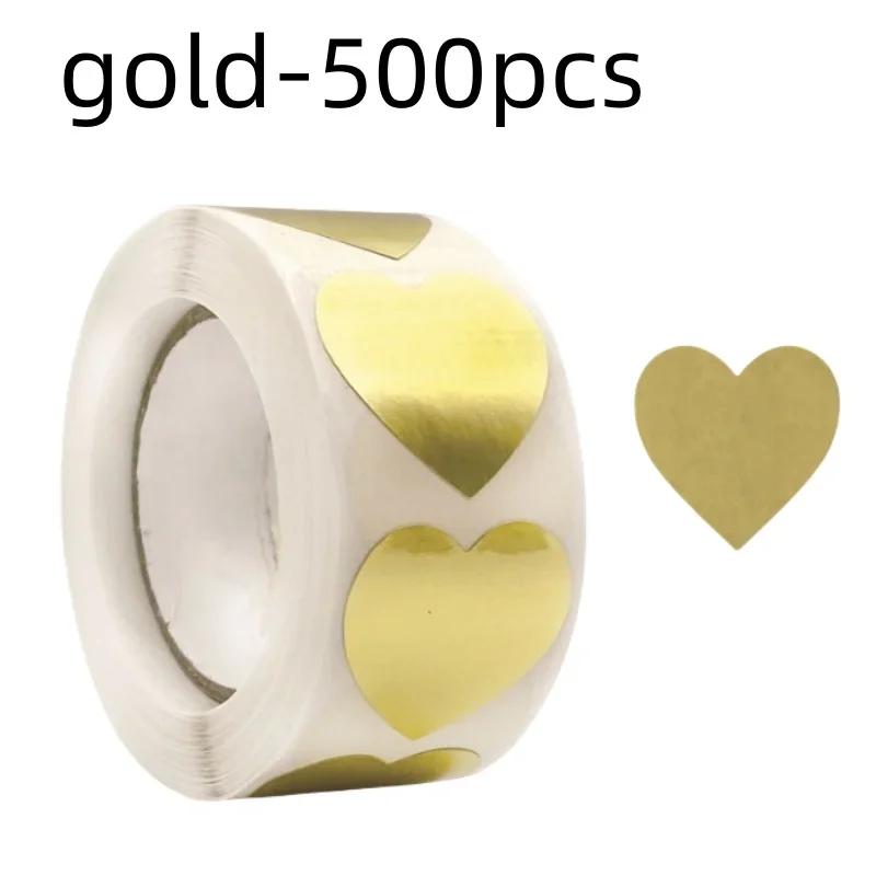 500Pcs Love Heart Stickers Roll Cute Heart Shaped Seal Labels for Scrapbooking Craft Birthday Party Gift Packaging Stationery