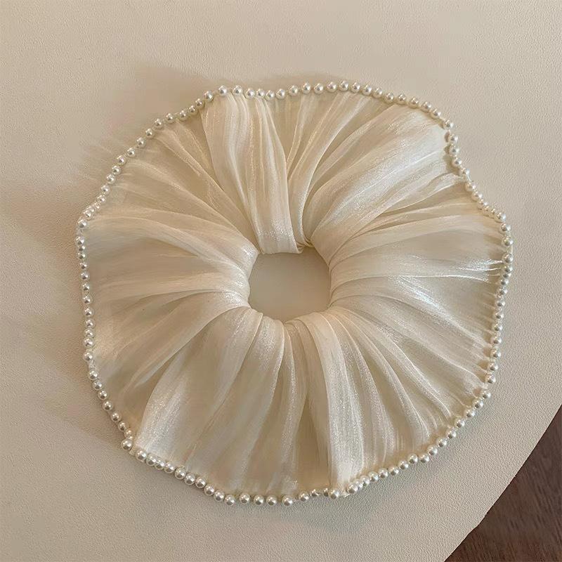 Korean style striped fabric square scarf large intestine hair tie women's new temperament low ponytail head rope high-end hair accessories