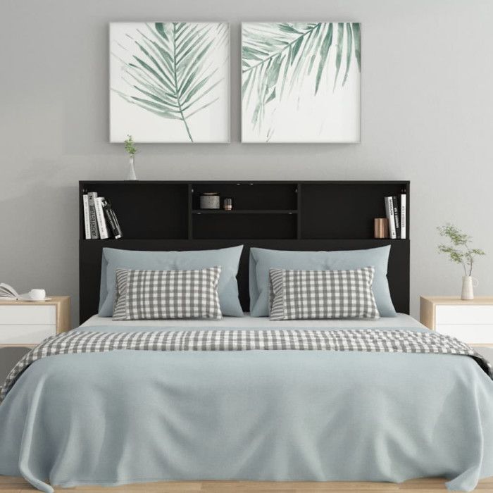 VidaXL Headboard Cabinet Black 160x19x103.5 Cm 811872