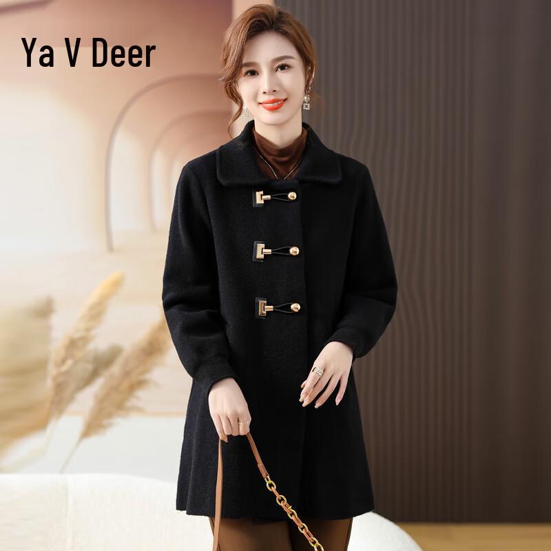 

Ya Lu Women s Mid-Length Lapel Button-Front Coat M
