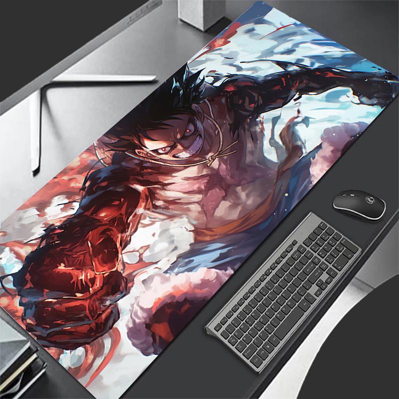 Japan Cool Anime Mouse Pad PC White Gamer Cabinet Keyboard Rug Laptop O-one P-piece L-Luffy 5 Gear Mousepad XL Extended Desk Mat
