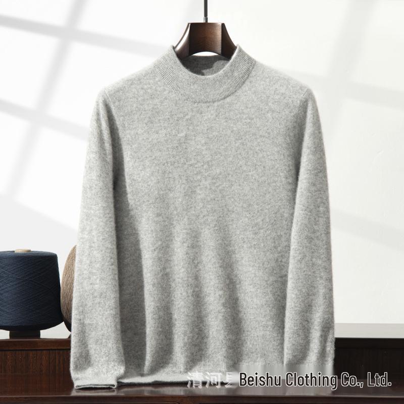Men's Autumn Winter Cashmere Half-High Neck Knit Sweater