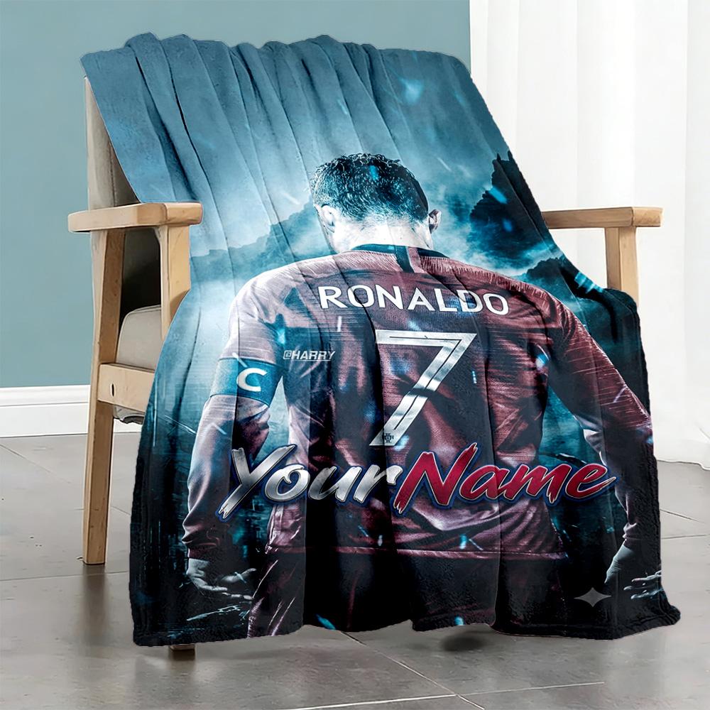 Cristiano Ronaldo 180 Customize Text Blanket Cozy Customizable Blanket Ultra-Soft Perfect for Bed Chair Office Picnics Ideal for All Seasons