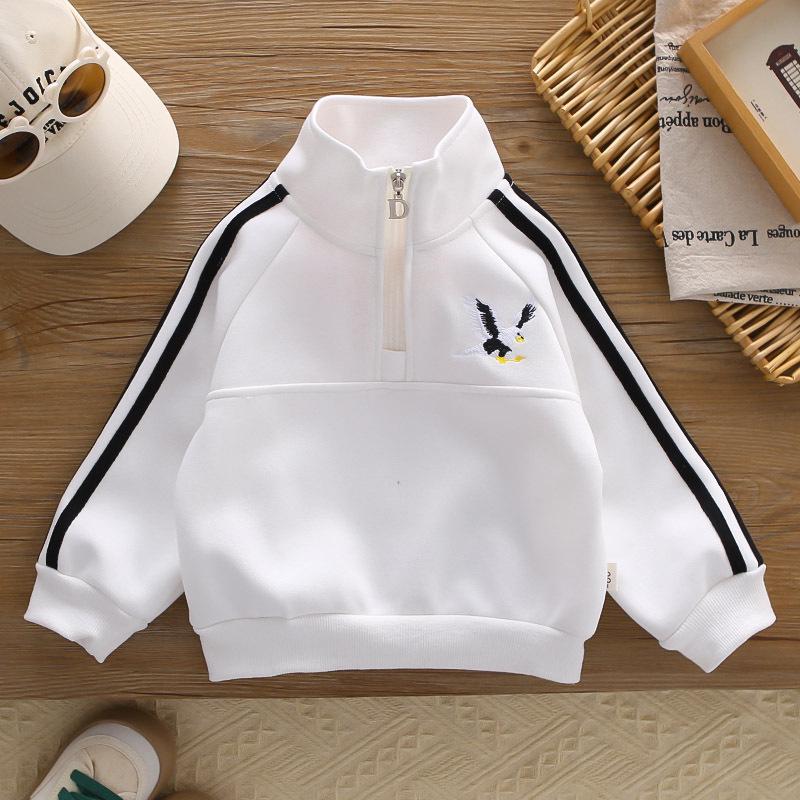 Boys' Trendy Two-Piece Autumn Set: Long Sleeve, Stand-up Collar, Zip-Up Pullover