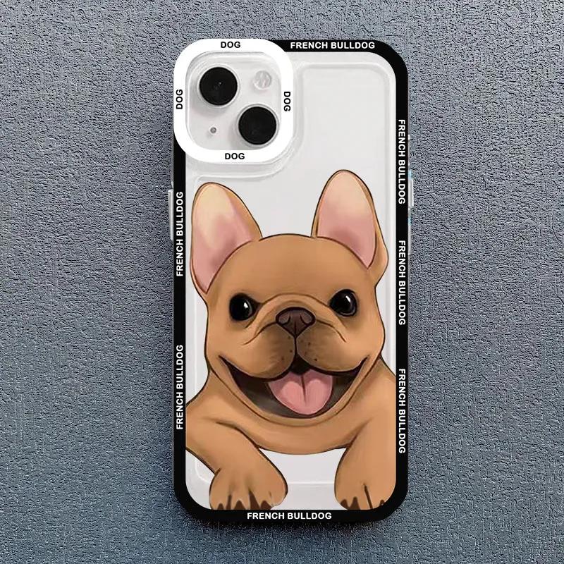 Cute Pug Dog French Bulldog Phone Case For iPhone 16 15 14 13 12 11 Pro Max XS X XR 7 8 SE Kawaii Clear Shockproof Lover Cover