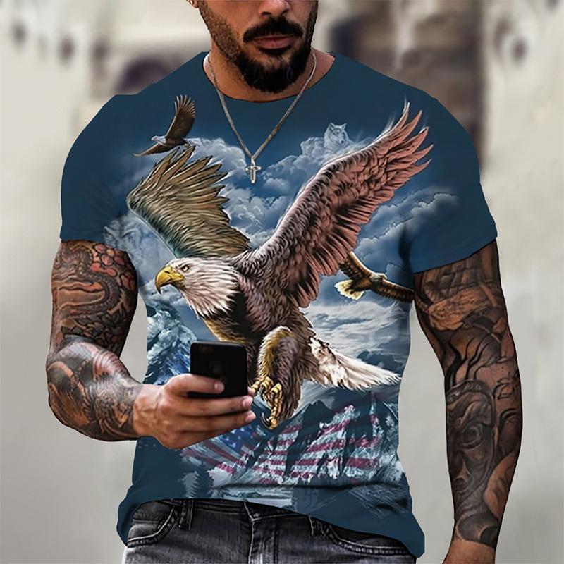 3D Printed Funny Eagle T Shirt For Men Cool Animal Pattern Tees Summer Harajuku Loose