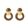 Hong Kong style niche personality fashion OL style dripping oil geometric round earrings light luxury simple high-end versatile earrings