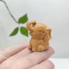 1Pc Hand-Carved Wooden Elephant Figurines Cute Elephant Statue Decorative Ornament Home Desktop Decor Car Decoration