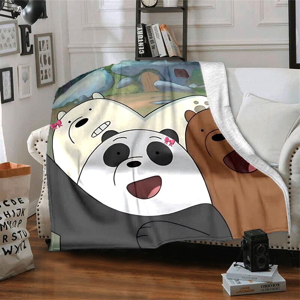 1pc We Bare Bears Flannel Throw Blanket Lightweight Soft Warm All Season Blanket for Sofa, Bed, Travel,L1028156