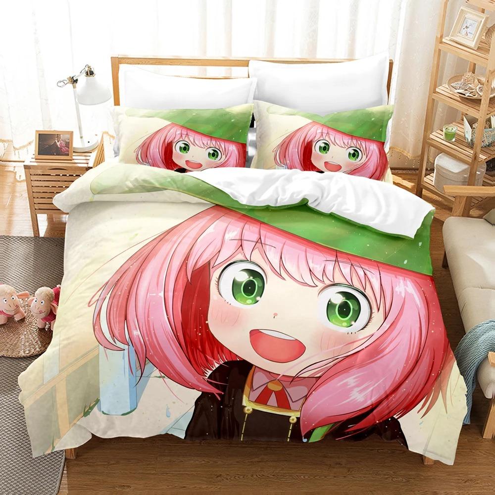 SPY×FAMILY Anime Bedding Set Anya Forger Quilt Cover Single Double Size With Pillowcase Boys Girls Bedspread