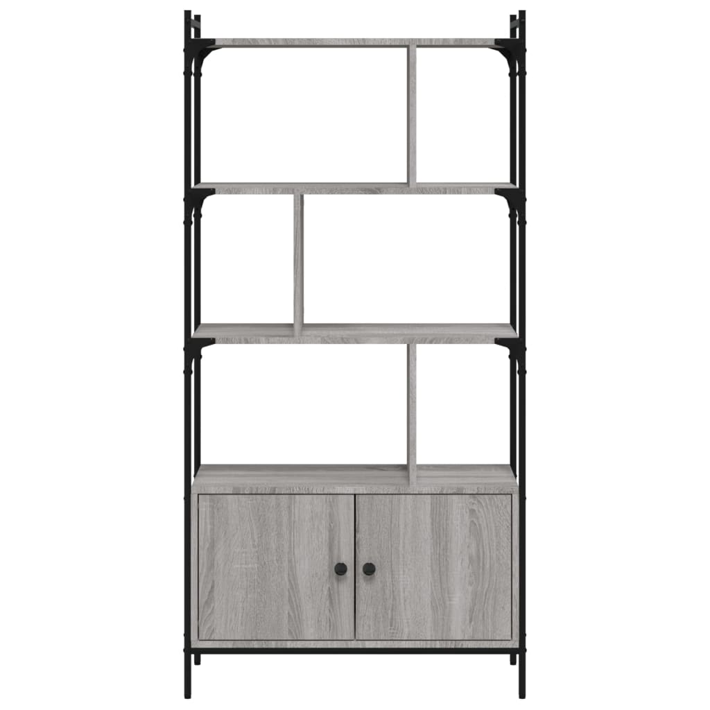Bookshelf with Doors Grey Sonoma 76.5 x 30 x 154.5 cm Engineered Wood