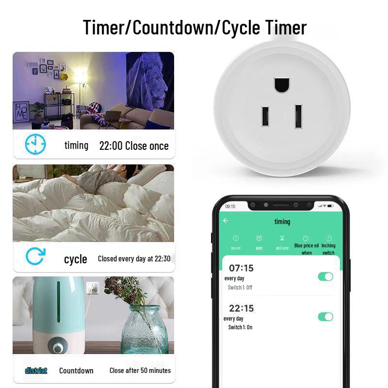 US Graffiti WiFi Smart Socket Timer, Alexa Compatible, App-Controlled for a Cozy Life