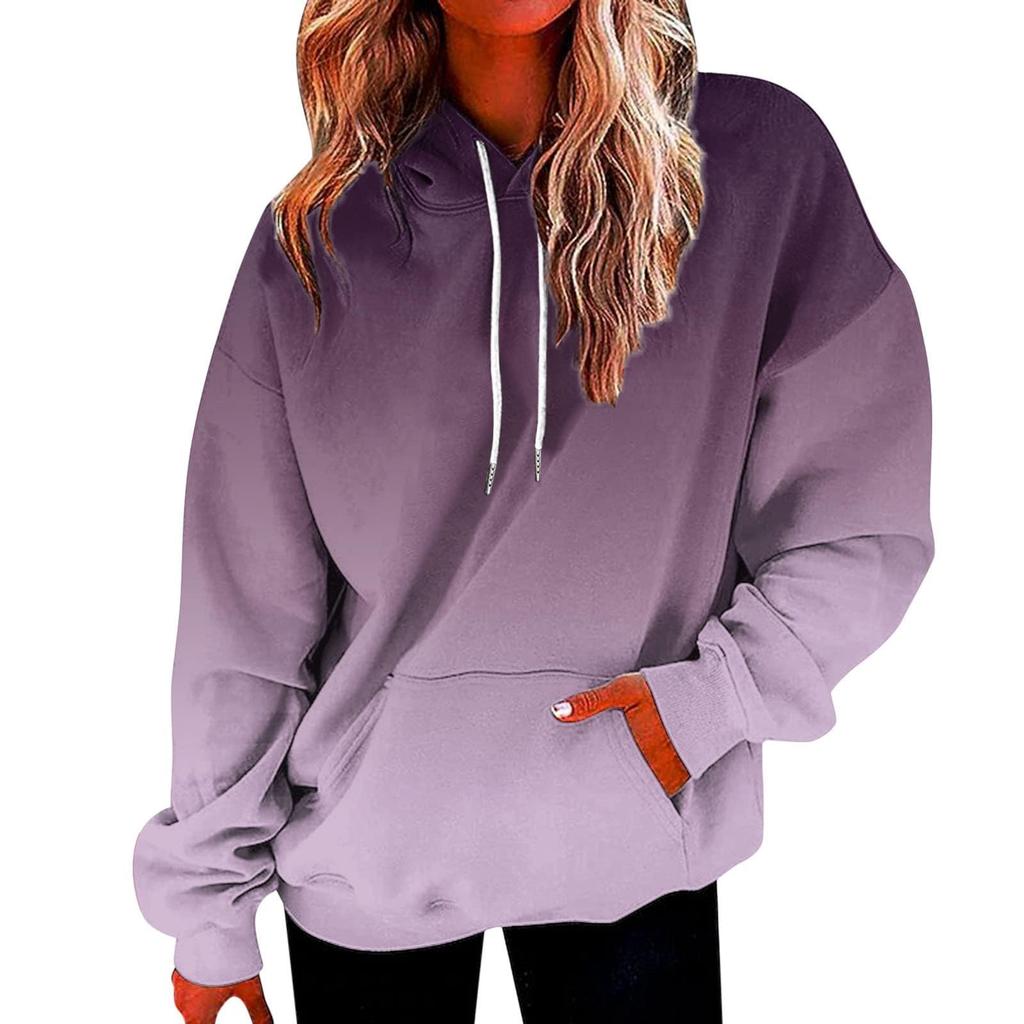 Kids 3D Gradient Printed Long Sleeve Loose Hooded Sweatshirt Simple Girl Casual Long Sleeve Pullover