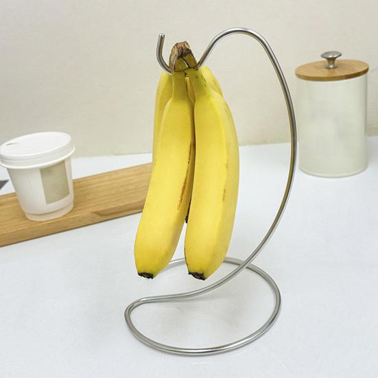 Banana Hanger, Stainless Steel with Hook Fruit Stand, Keep Bananas Free Longer, Space-Saving Rack for Kitchen Countertop