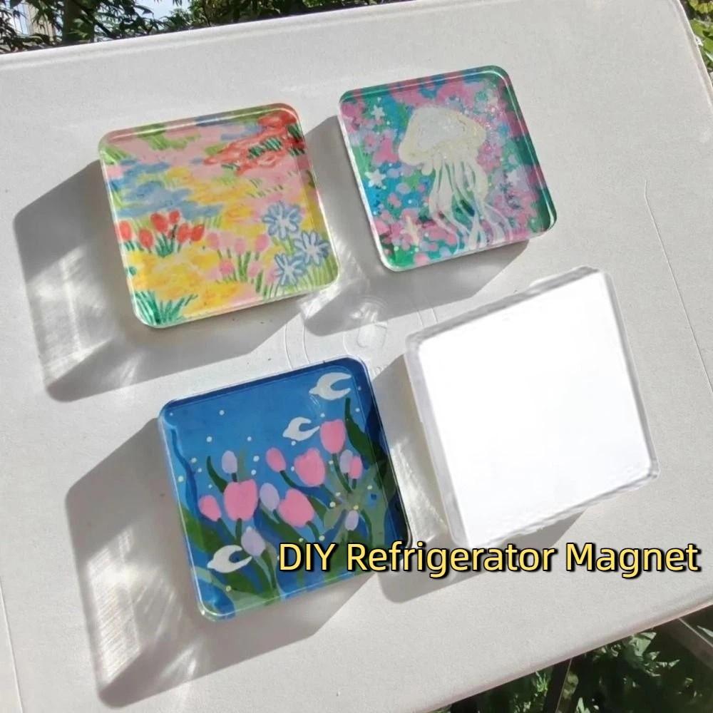 16 Pieces Square/Round DIY Transparent Refrigerator Magnet Handmade DIY Magnets Whiteboard