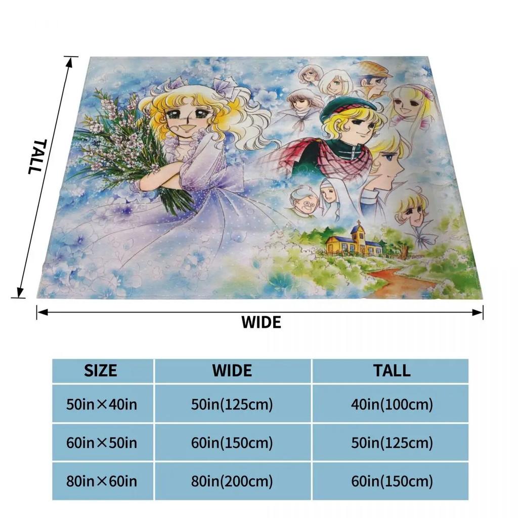 Candy Candy Anime-Deckenbezug, japanischer Anime-Flanell, Überwurf, Decken, Bettwäsche, Couch, bedruckt, weich, warm, Tagesdecke