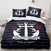 Anchor Duvet Cover Set,Nautical Pattern Classic Colors And Anchors Simplistic Design Sailor Ship Print Bedding Set Queen Size