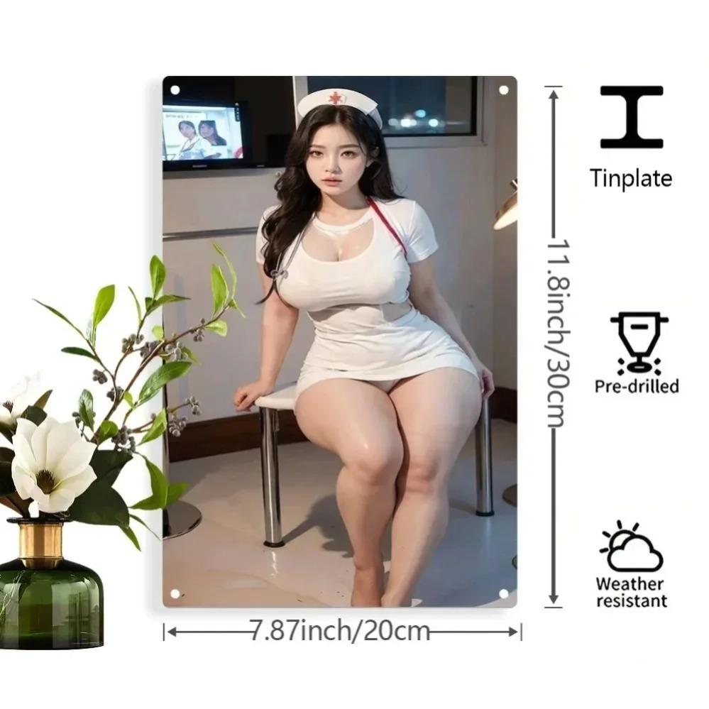 

Vintage Tin Sign Nurse Uniform Metal Wall Art Retro Home Bar Decor 20x30cm білий