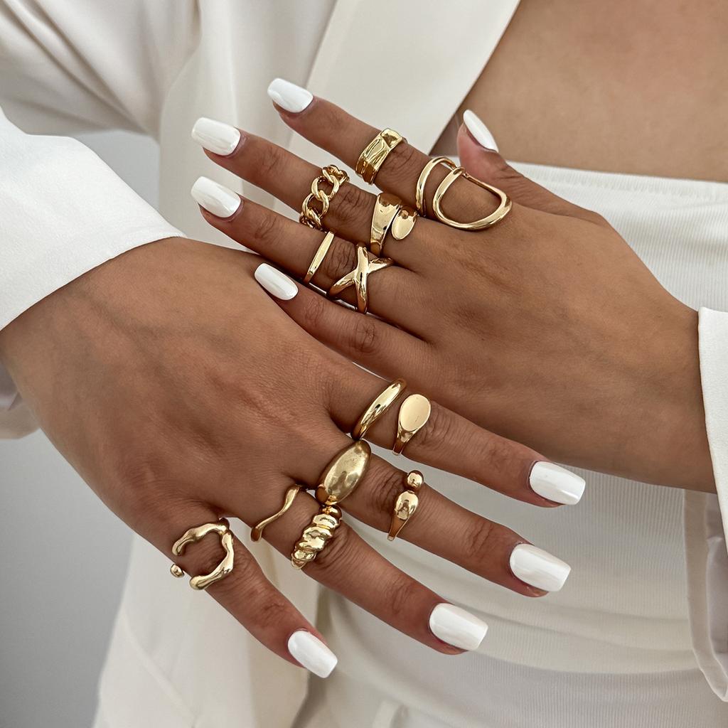 Accessories, Wind Alloy Open Twist Ring Ring, Pearl Hollow Irregular Ring Set