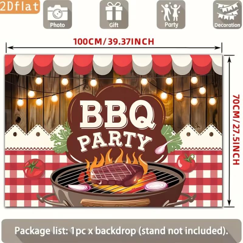 2D Plochá BBQ Mřížka Steak Pozadí Letní Grilování Párty Pozadí